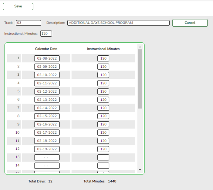 ADSY Options create calendar dates