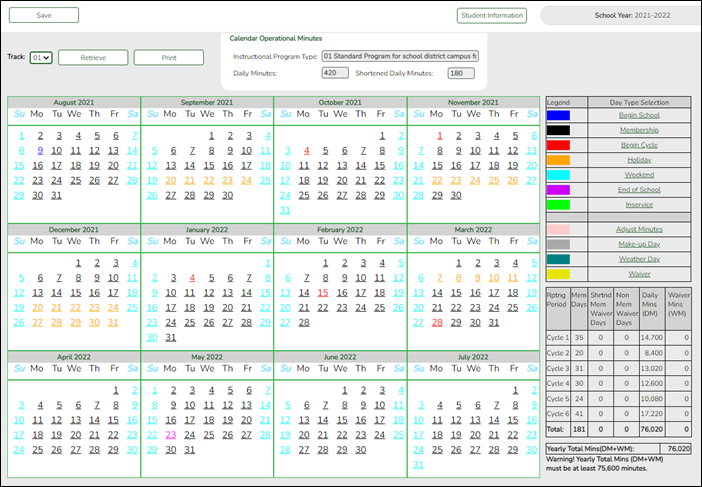 Attendance Calendar