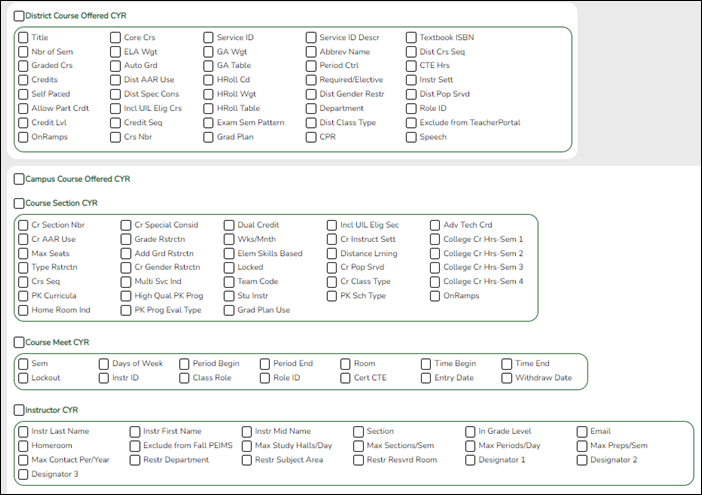 Create Grade Reporting report with master schedule fields highlighted