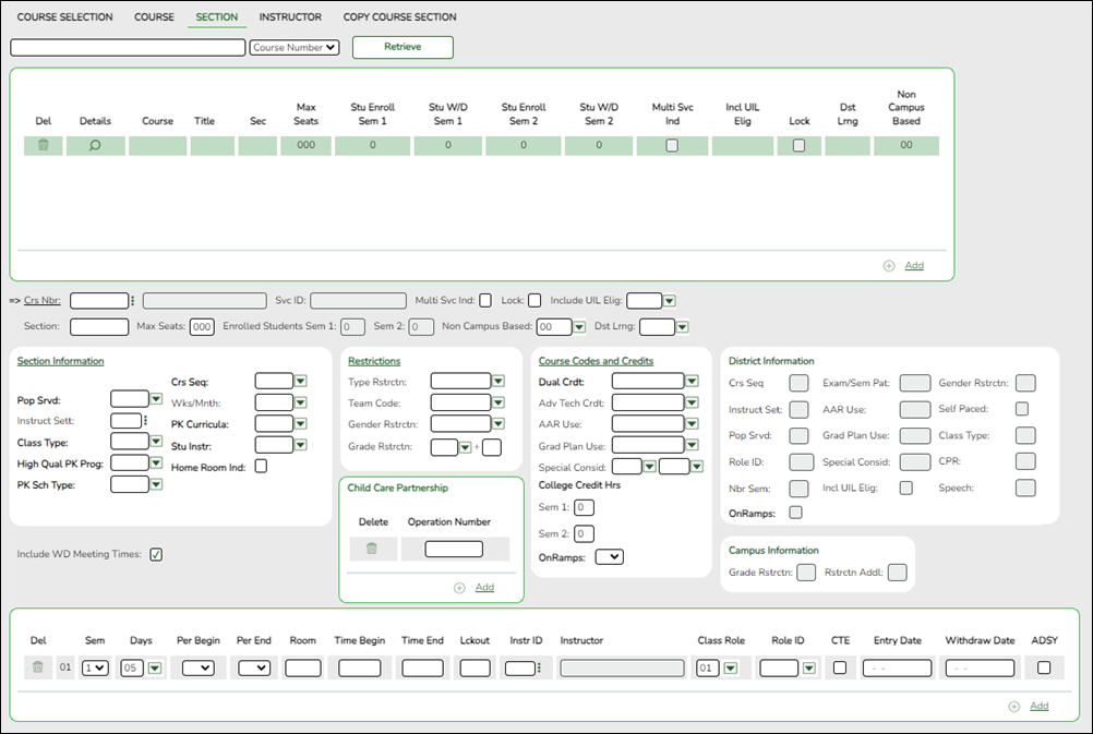 Section tab with ECDS elements highlighted