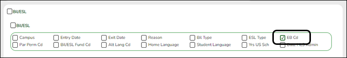 snippet of Create Registration Report with ECDS element highlighted