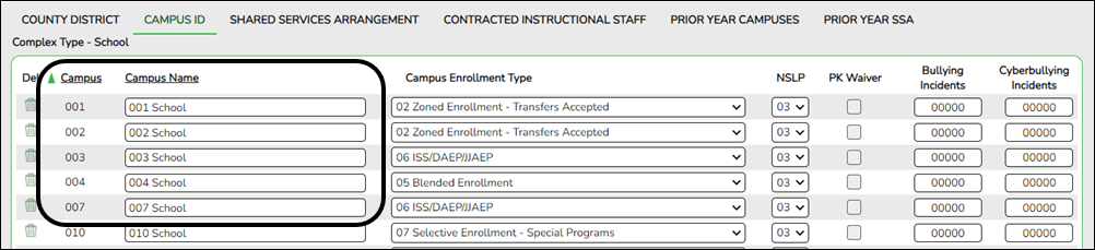 snippet of Campus ID tab with ECDS elements highlighted snippet of Campus ID tab with ECDS elements highlighted
