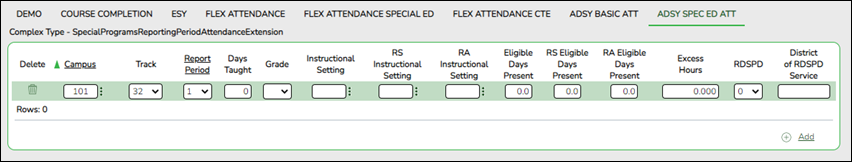 ADSY Special Education Att tab