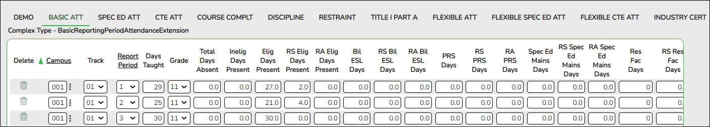 Student Basic Att tab