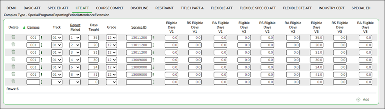 Student CTE Att tab