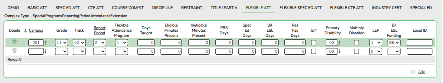 Student Flexible Att tab