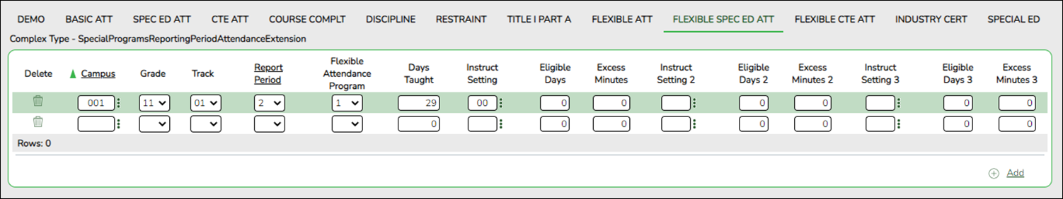 Student Flexible Special Ed Att tab