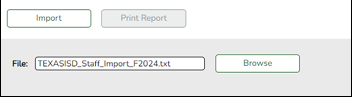 Staff Import Utility page Staff Import Utility page