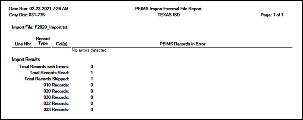 Import report