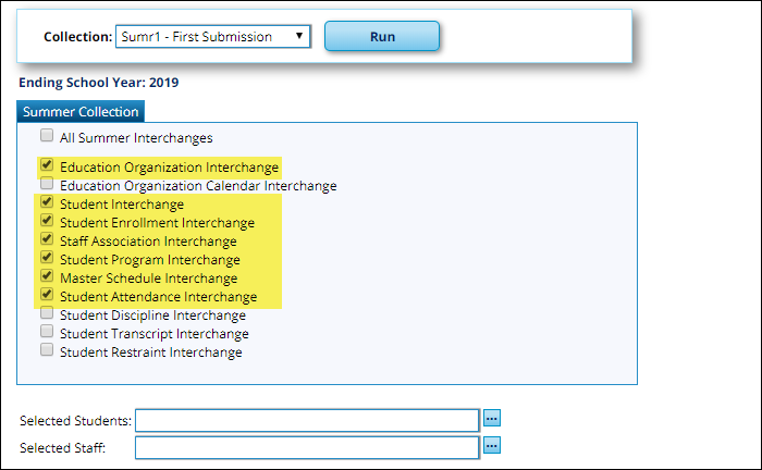 Create State Reporting Interchanges utility withe ECDS selections highlighted