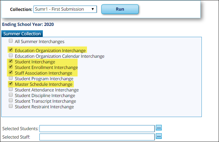 Create State Reporting Interchanges utility withe ECDS selections highlighted Create State Reporting Interchanges utility withe ECDS selections highlighted