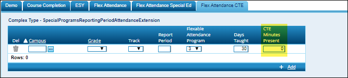 Flex Att tab with CTE fields circled