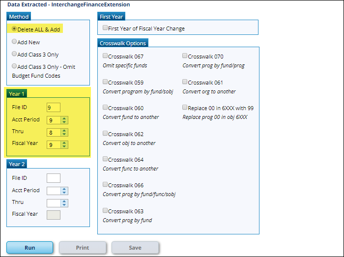 Midyear extract with selected fields highlighted