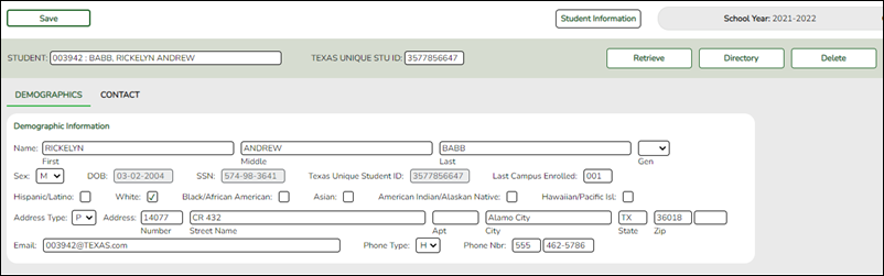 SPPI-14 Demographics tab