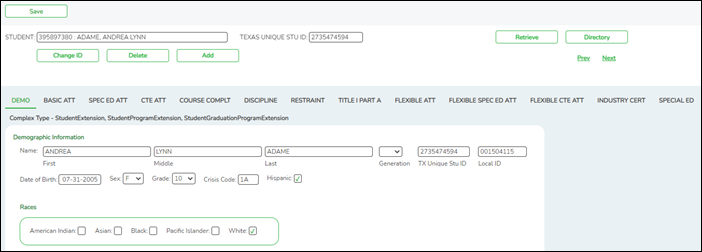 Summer Student Demo tab