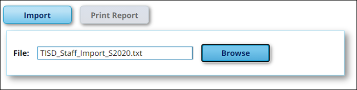 Staff Import Utility page