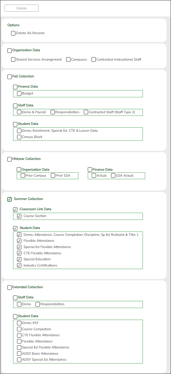 TSDS Utilities  Delete Clear PEIMS Tables