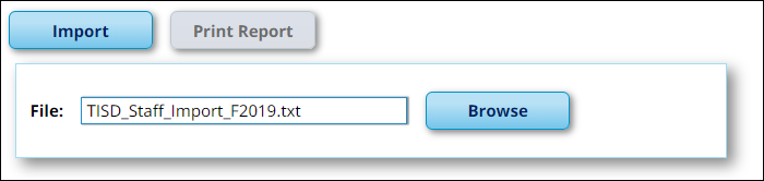 Staff Import Utility page