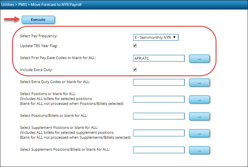 PMIS Move Forecast To NY Payroll For 11 Month Employees