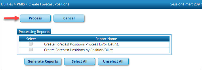 Create Forecast Positions Processing Reports