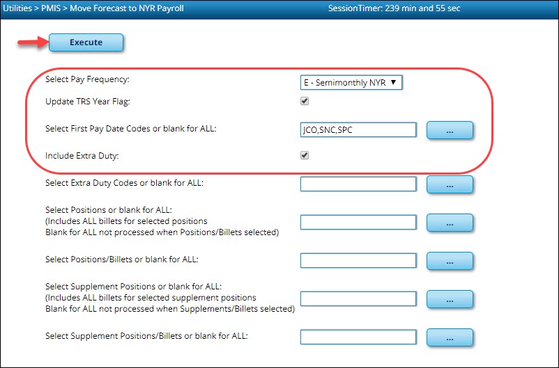 Move Forecast To NYR Payroll For 10 Month Employees