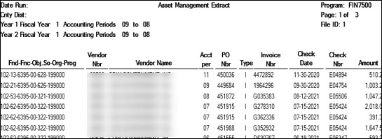 Asset Management Extract Report