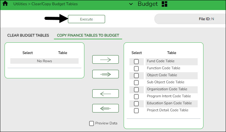 Copy Finance Tables To Budget