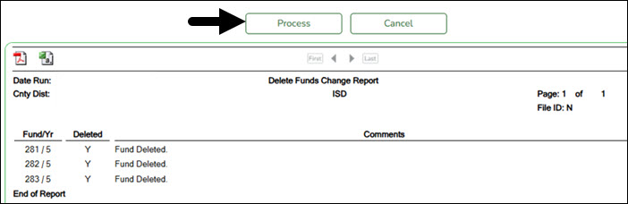 Delete Funds Change Report