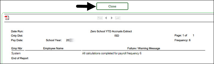 Zero School YTD Extract Report