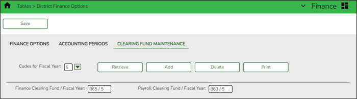 Clearing Fund Maintenance Tab