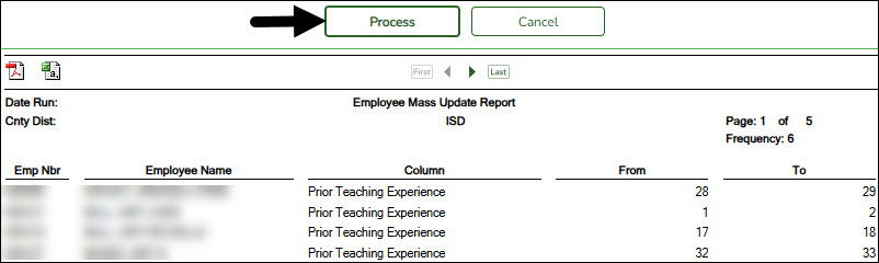 Employee Mass Update Report