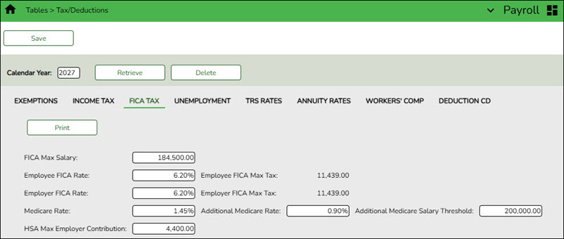 FICA Rates Tab