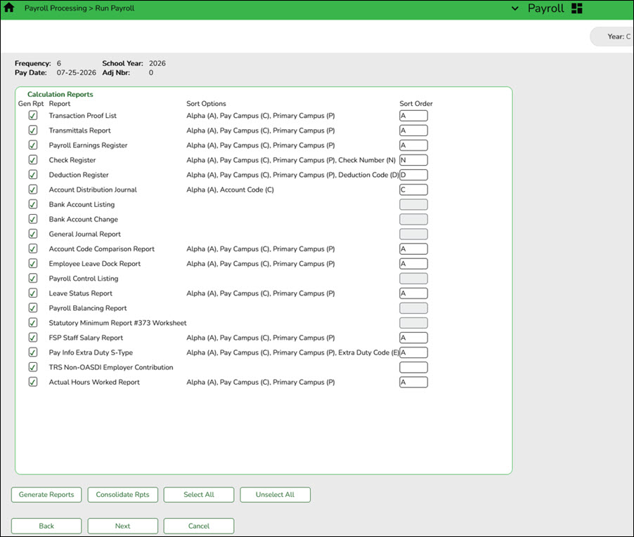 Run Payroll Page