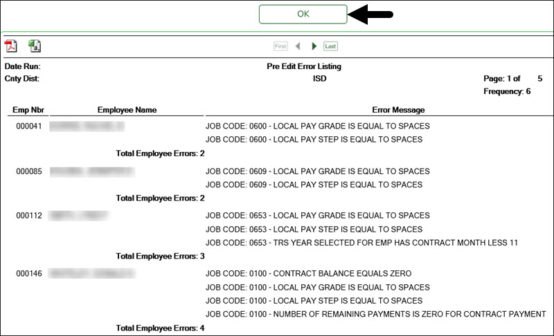 Pre-edit Error Listing