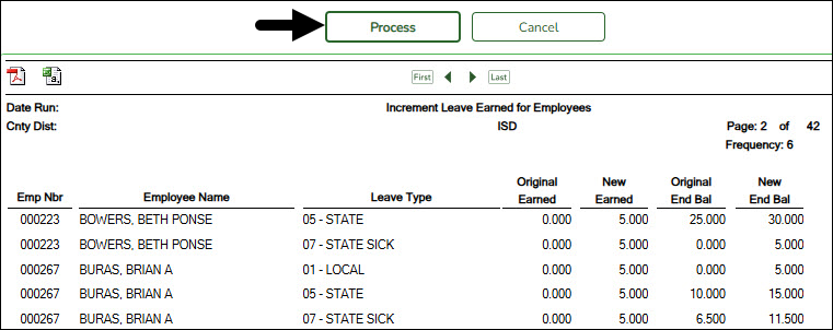 Increment Leave Earned Report