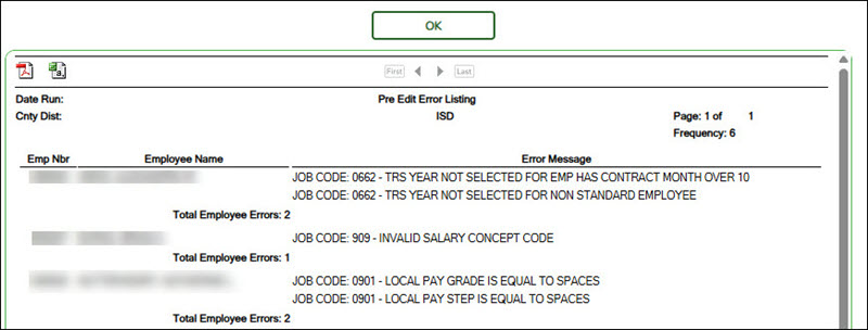 Pre-edit Error Listing
