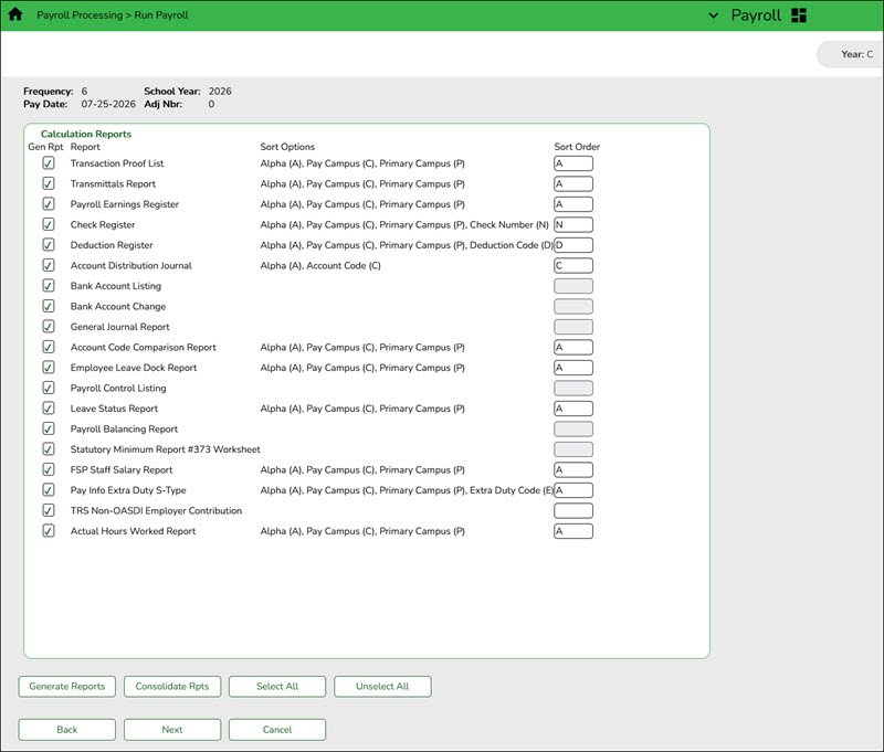 Run Payroll Page