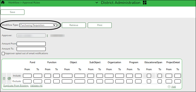 District Administration Workflow Approval Rules