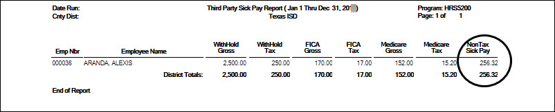 Third Party Sick Pay Preview Report