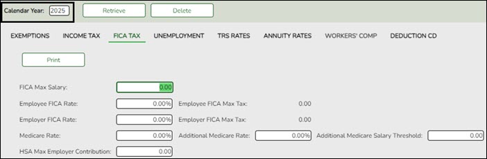 FICA Tax Tab