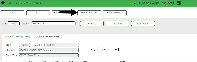Budget Revision Button