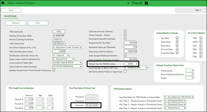 District HR Options Page
