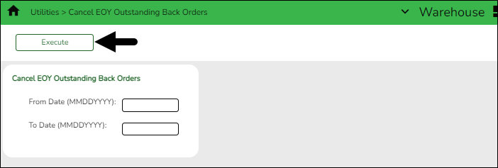 Cancel EOY Outstanding Back Orders Page