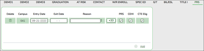 Pregnancy Related Services (PRS) Screen