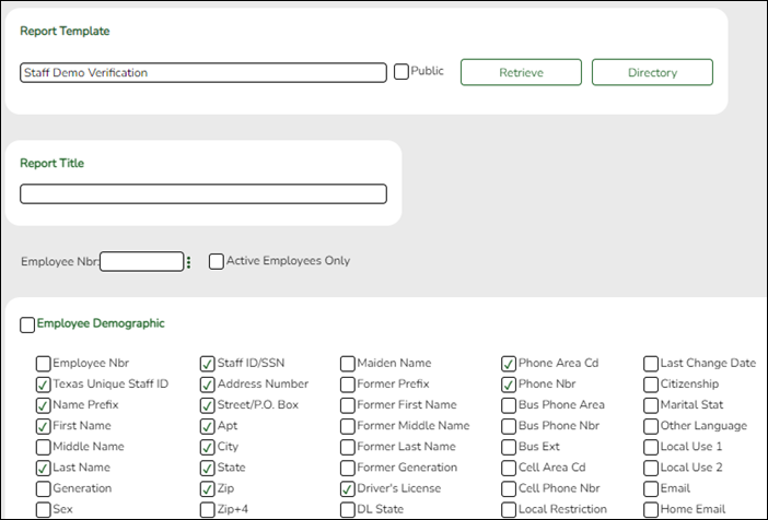 snippet of Create HR Report with ECDS elements highlighted