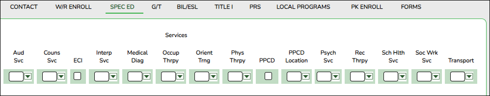 SpecEd tab with Entry/Exit dates highlighted