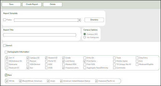 Registration > Reports > Create Registration Report
