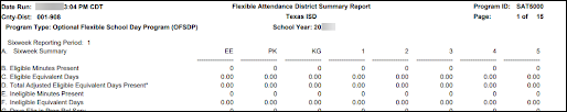 SAT5000 - Flexible Attendance District Summary