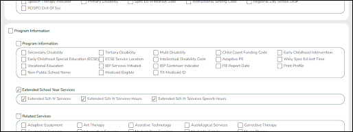 Create Special Ed CY Report - Program Information