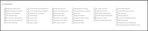 Staff Information Selected to Include within the Report